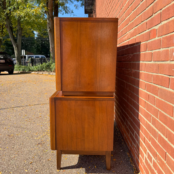 United Furniture Diamond Mid-Century Modern Walnut Highboy Dresser