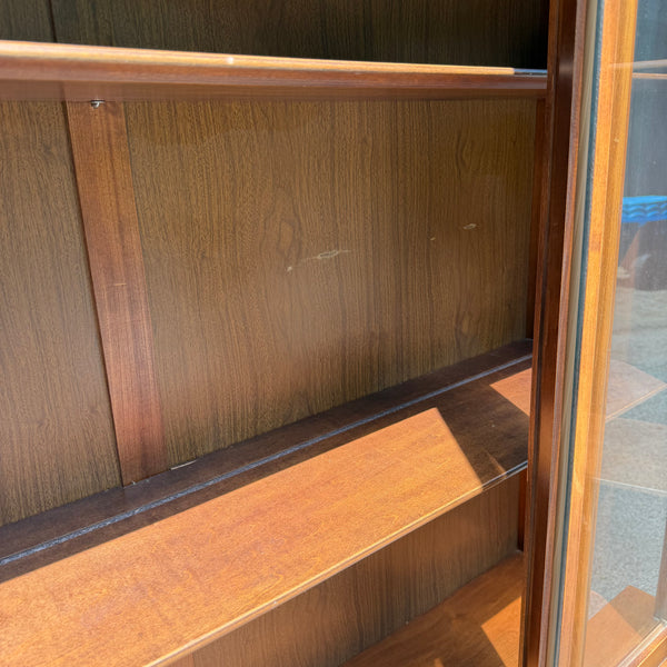 Kent Coffey Perspecta Walnut Hutch China Cabinet with Rosewood Pulls