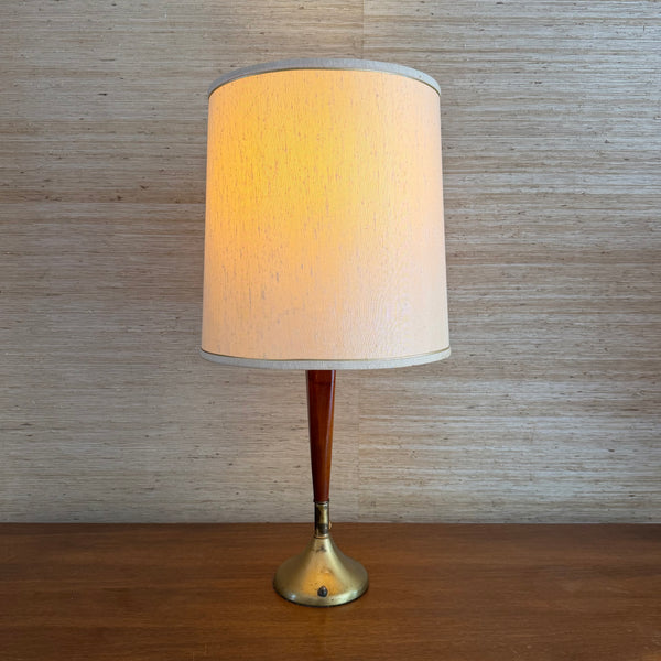 Mid Century Danish Modern Teak and Brass Table Lamp