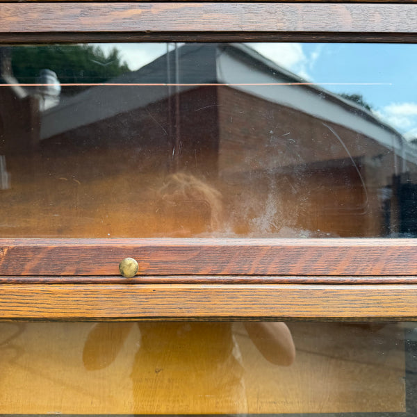 Antique Gunn Quarter Sawn Oak Five-Section Barrister Bookcase with Glass Doors
