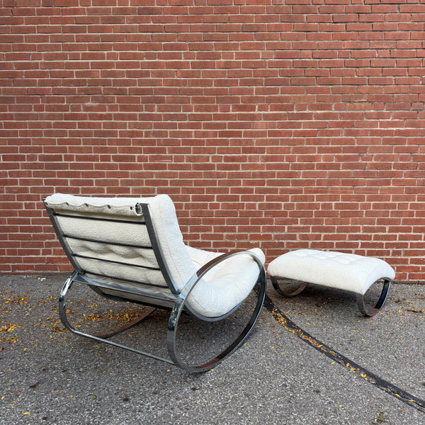 Vintage Renato Zevi for Selig “Ellipse” Rocking Lounge Chair and Ottoman, 1970s