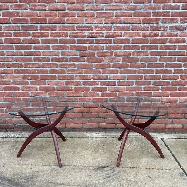 Pair of Forest Wilson Walnut and Glass Side Tables