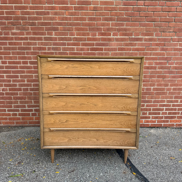 Mid Century Modern Walnut 4-Piece Bedroom Set with Mirror – Dresser, Chest & Nightstands