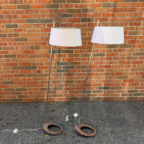 Pair of European Danish Chrome Floor Lamps | Sonneman Style