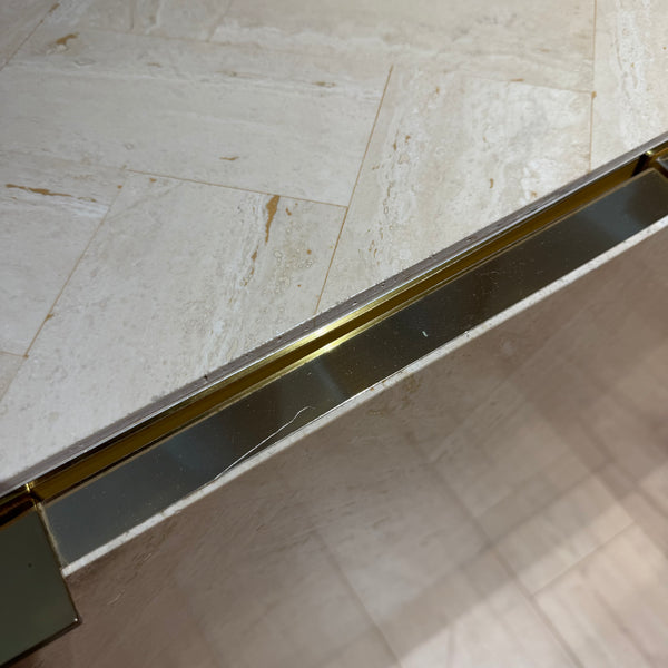 Postmodern Ello Travertine and Brass Credenza