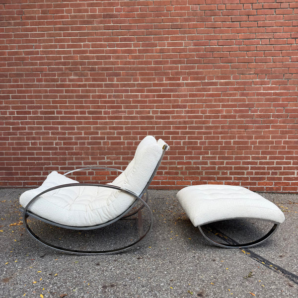 Vintage Renato Zevi for Selig “Ellipse” Rocking Lounge Chair and Ottoman, 1970s