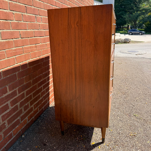 Andre Bus for Lane Acclaim Mid-Century Modern Walnut 5-Drawer Highboy Dresser