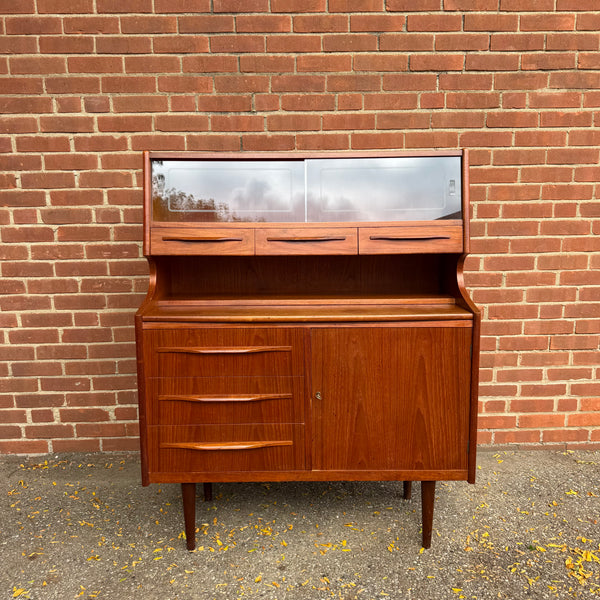 1960s Danish Modern Teak Secretary Desk Hutch by Sejling Skabe N.P. Nielsen