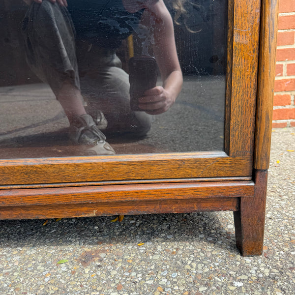 Antique Gunn Quarter Sawn Oak Five-Section Barrister Bookcase with Glass Doors