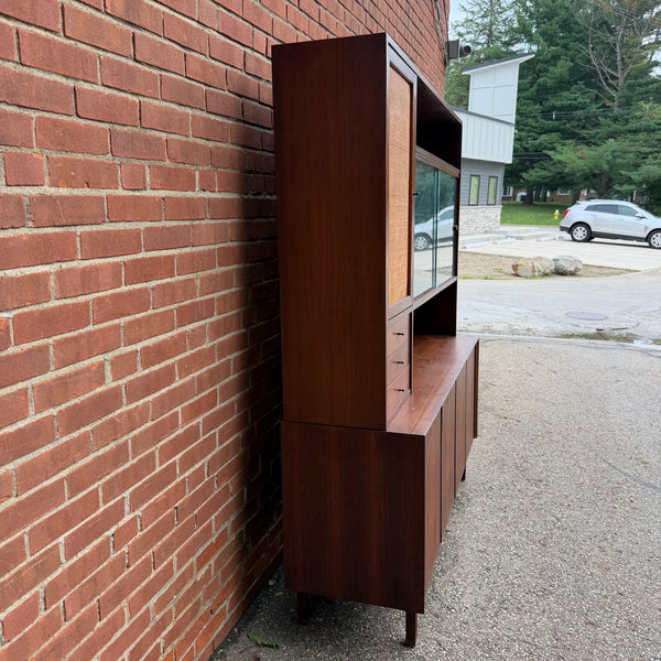 Dillingham Esprit Walnut & Cane Credenza Hutch by Merton Gershun