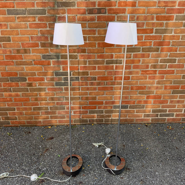 Pair of European Danish Chrome Floor Lamps | Sonneman Style