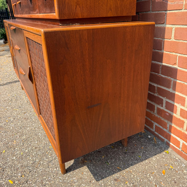 Warren Church for Lane Perception Walnut Basket Weave Two-Piece Hutch