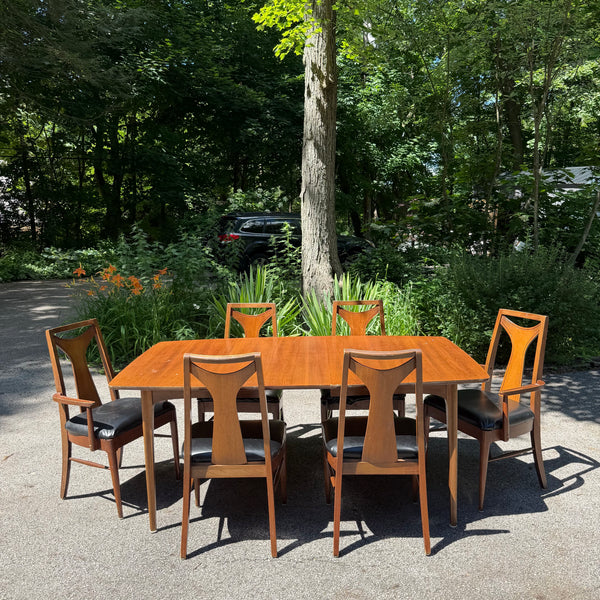 Mid Century Kent Coffey Perspecta Dining Set with 6 Chairs and Leaf