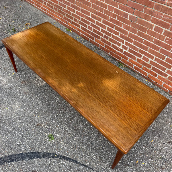 Johannes Andersen Teak Danish Modern Coffee Table with Pull-Out Laminate Shelf