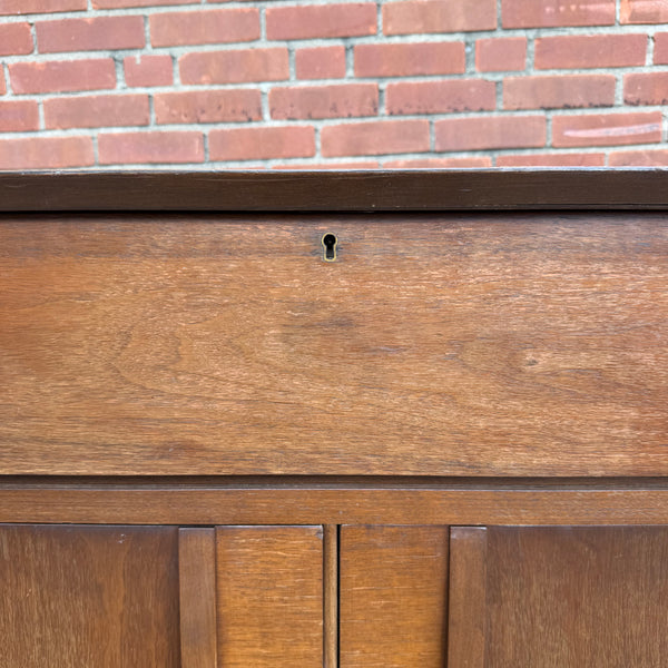 Vintage Mid-Century Modern Walnut Flip-Top Bar & Storage Cabinet on Casters