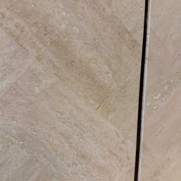Postmodern Ello Travertine and Brass Credenza