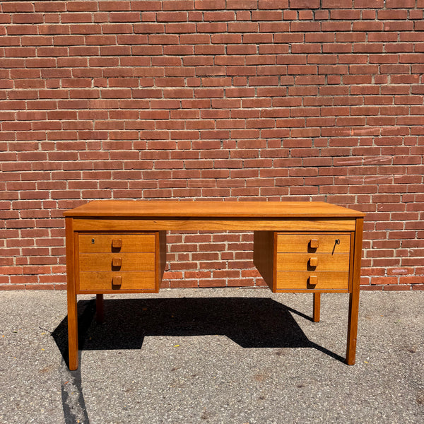 Domino Møbler Danish Modern Teak Executive Desk | Mid Century Modern Partner’s Writing Desk