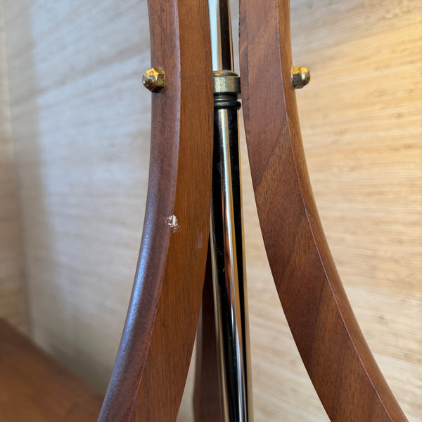 Pair of Sculptural Mid Century Modern Walnut and Brass Table Lamps