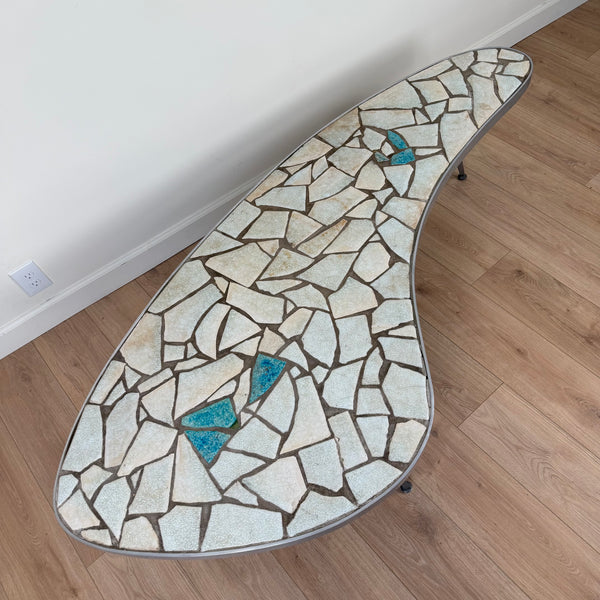 Mid Century Modern Mosaic Tile Kidney Bean Coffee Table