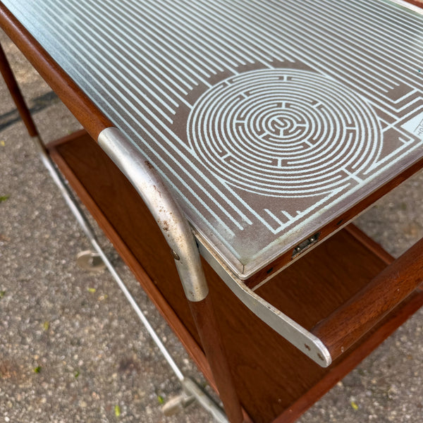 Mid-Century Modern Salton Hotable Automatic Food Warmer and Rolling Bar Cart