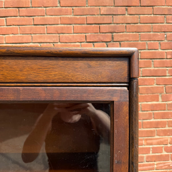 Antique Gunn Quarter Sawn Oak Five-Section Barrister Bookcase with Glass Doors