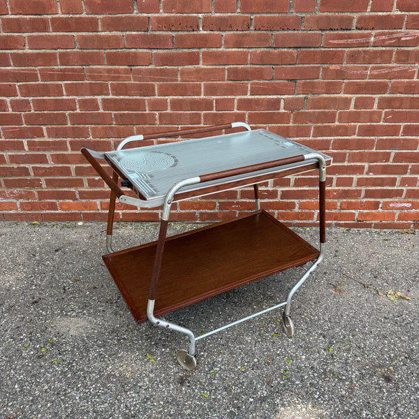 Mid-Century Modern Salton Hotable Automatic Food Warmer and Rolling Bar Cart