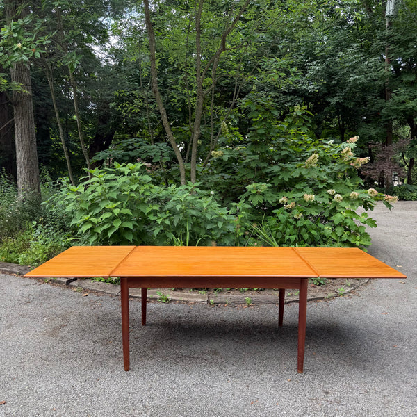 Mid-Century Modern Danish Draw-Leaf Teak Dining Table