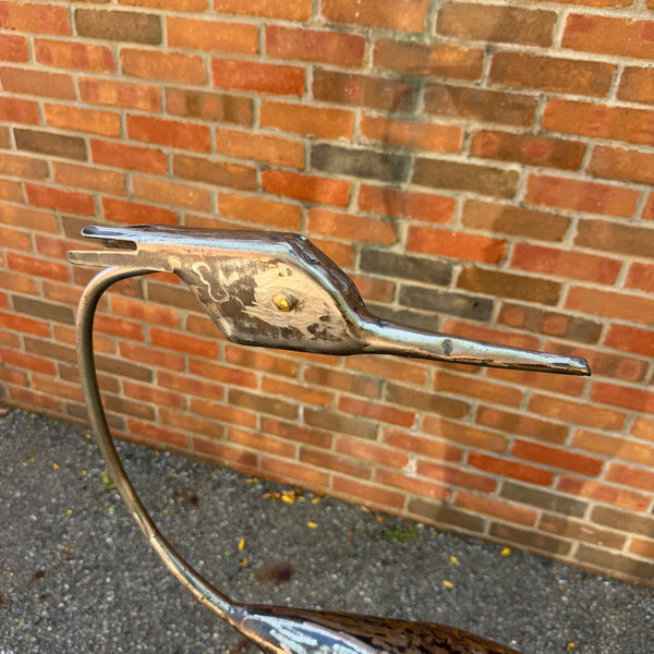 Vintage Handcrafted Metal Crane or Heron Garden Sculpture
