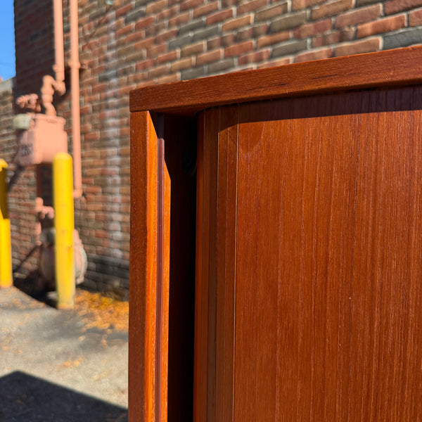 1960s Danish Modern NIPU Teak Tambour Door Storage Cabinet