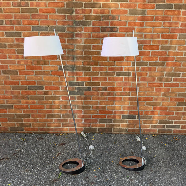 Pair of European Danish Chrome Floor Lamps | Sonneman Style
