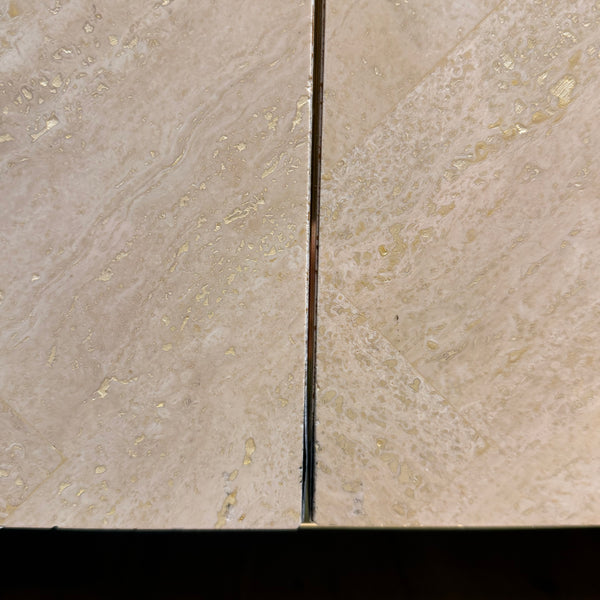 Postmodern Ello Travertine and Brass Credenza