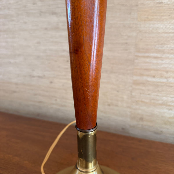 Mid Century Danish Modern Teak and Brass Table Lamp