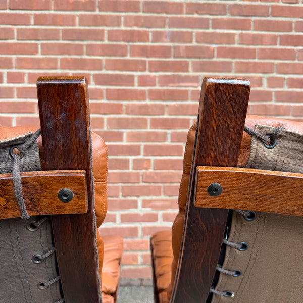 Pair of 1970s “Siesta” Bent Rosewood and Leather Lounge Chairs by Igmar Relling for Westnofa, Norway
