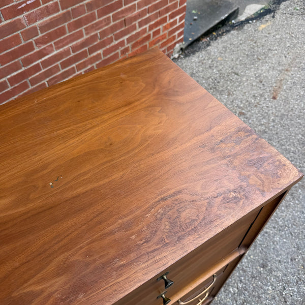 Vintage Broyhill Forward Walnut Highboy Dresser