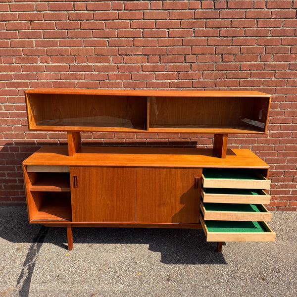 Mid-Century Modern Danish Teak  Two-Piece Sideboard and Hutch