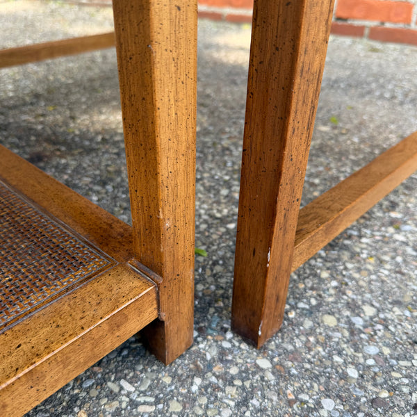 Mid Century Modern Nesting Side Tables with Cane Shelves