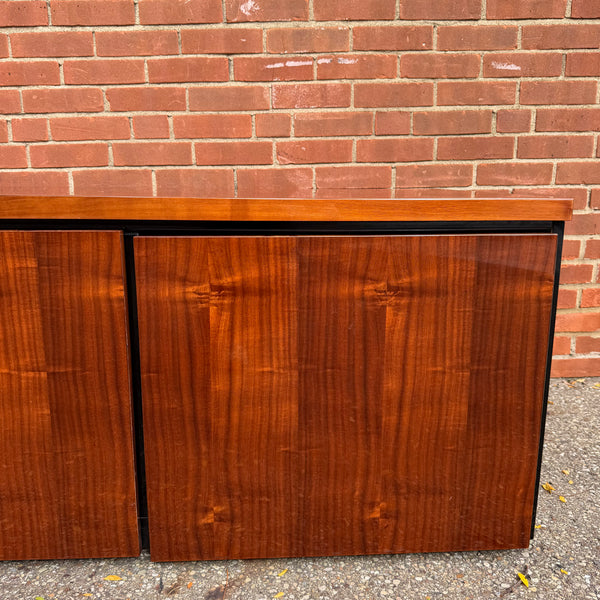 Vintage Henredon Petite Wood & Black Lacquer Media Cabinet