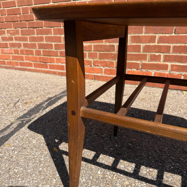 Lane Accent Walnut Mid Century Modern End Table with Magazine Rack