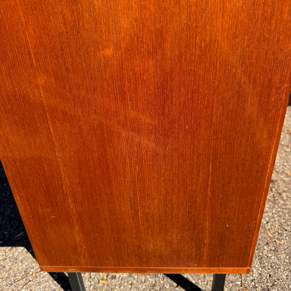 1960s Danish Modern NIPU Teak Tambour Door Storage Cabinet