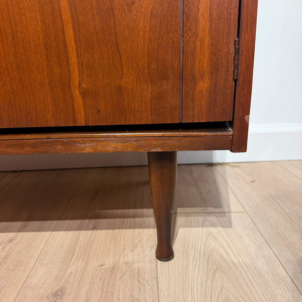 Mid Century Modern Walnut Display Hutch with Sliding Glass Doors