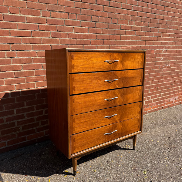 Andre Bus for Lane Acclaim Mid-Century Modern Walnut 5-Drawer Highboy Dresser