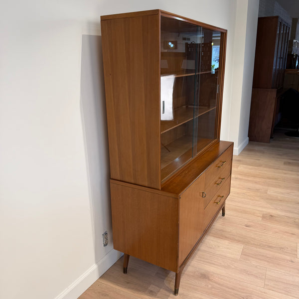 MCM R-Way Mahogany Petite Hutch with Sliding Glass Doors