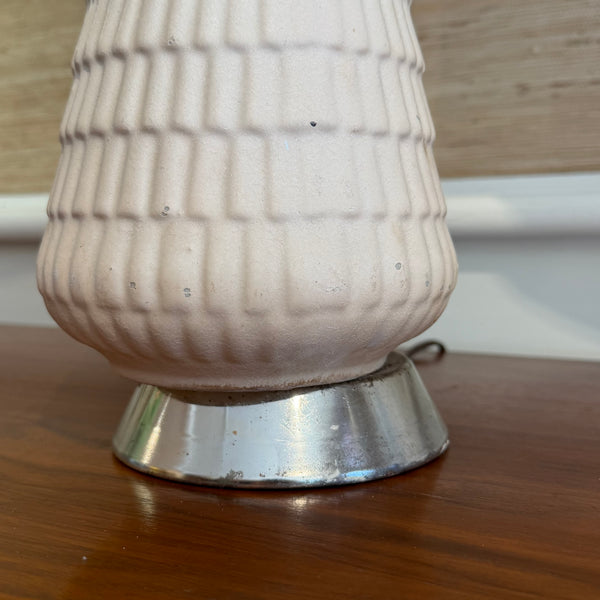 Pair of Mid-Century Modern Ceramic Walnut & Chrome Table Lamps