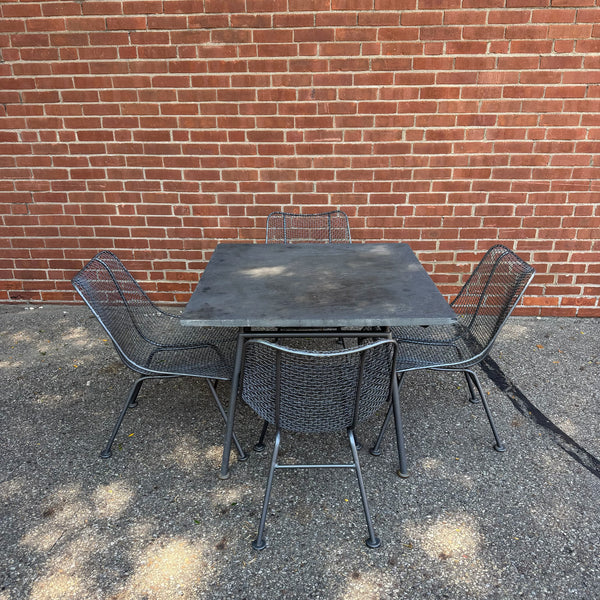 Russell Woodard Sculptura Mesh Patio Dining Set with Slate Top Table