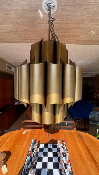 Robert Sonneman for RH Cathedral Brass Mid-Century Modern Chandelier