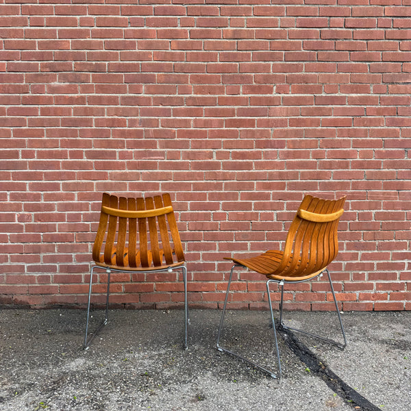 Pair of Hans Brattrud Teak Bentwood “Scandia” Chairs for Hove Mobler