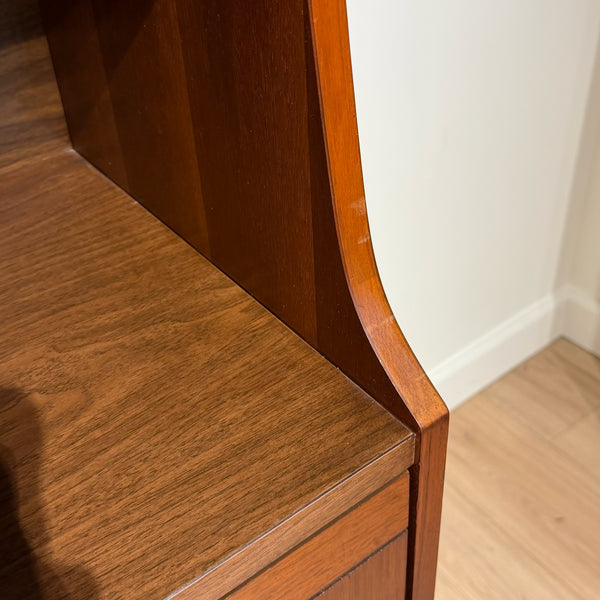 Mid Century Modern Walnut Display Hutch with Sliding Glass Doors
