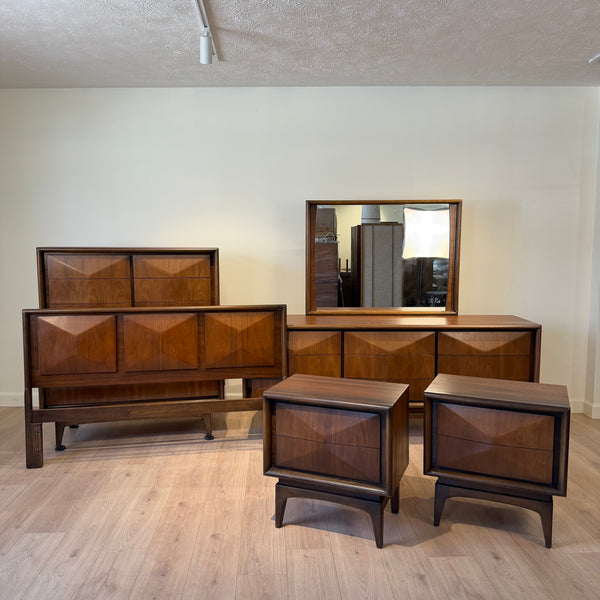 MCM Untied “Diamond” front Walnut Bedroom Set