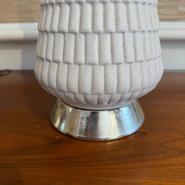 Pair of Mid-Century Modern Ceramic Walnut & Chrome Table Lamps