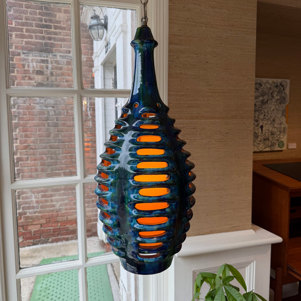 Mid Century Modern Glazed Ceramic Swag Light